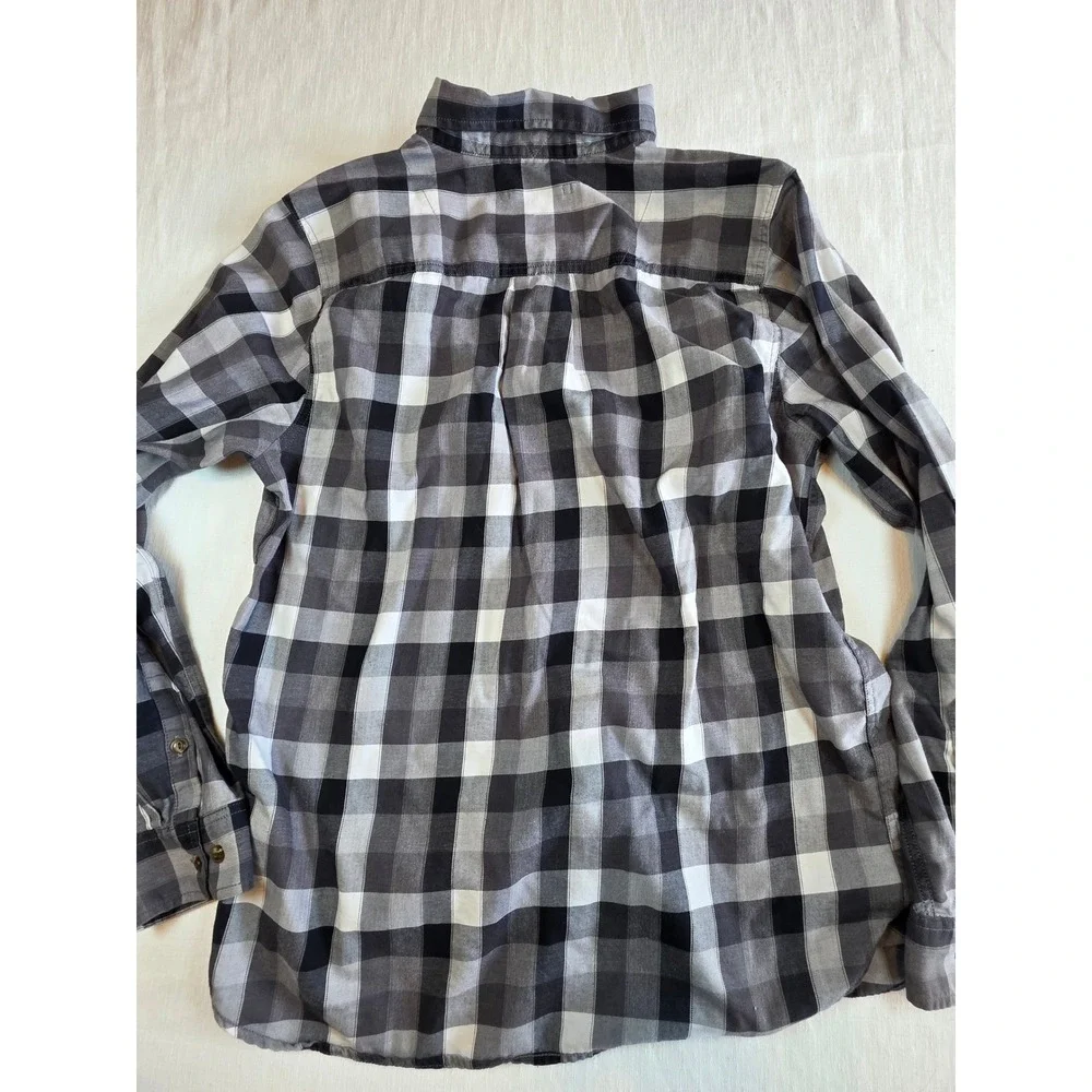 The North Face Mens Grey Buffalo Plaid Button Down Shirt L gorpcore cabincore